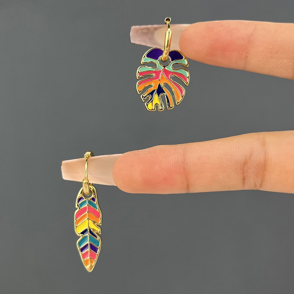 Gold Feather Boho Style Earrings