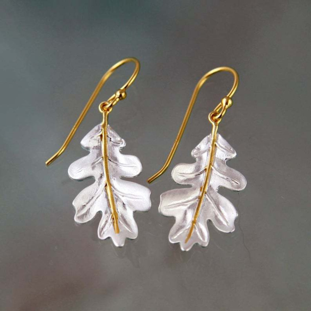 Golden Breeze White Leaf Earrings