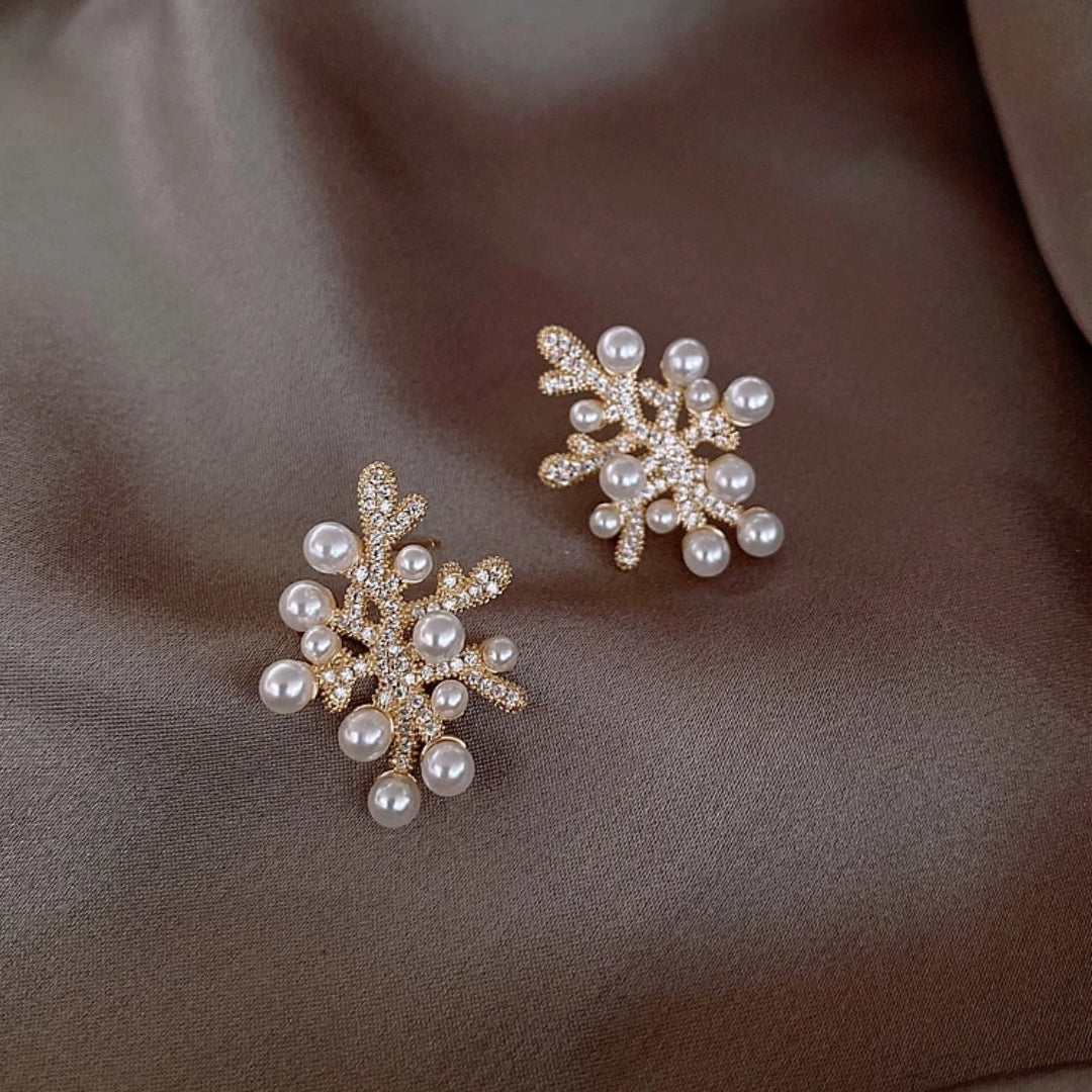 Seaside Glow Coral Pearl Earrings