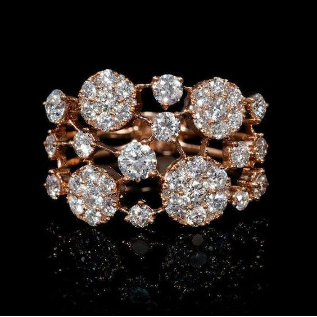 Vintage Rose Gold Ring with Vibrant Inlaid Gems