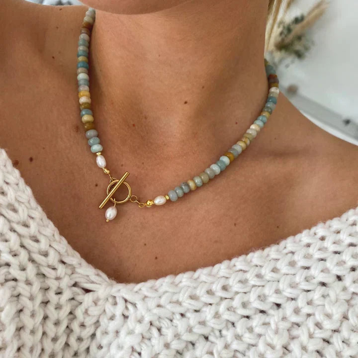 Antique Gold Necklace Adorned with Stones