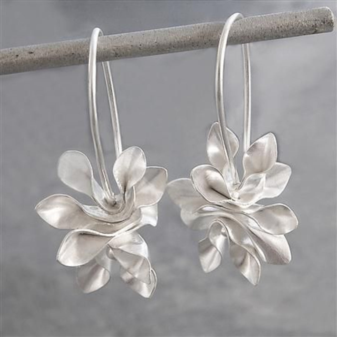 Vintage Bloom Silver Statement Earrings