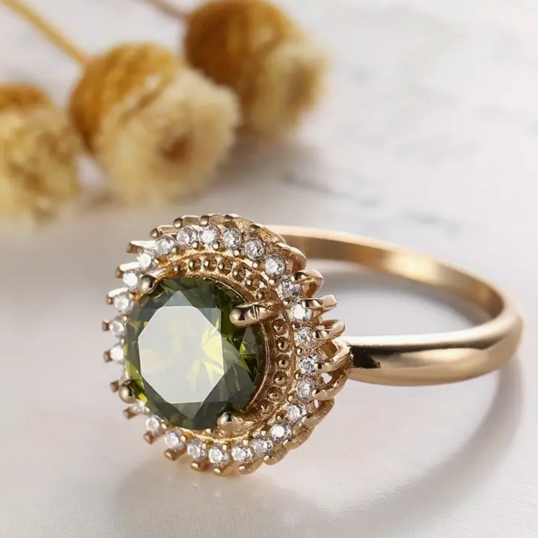 Classic Rounded Olive Crystal Ring