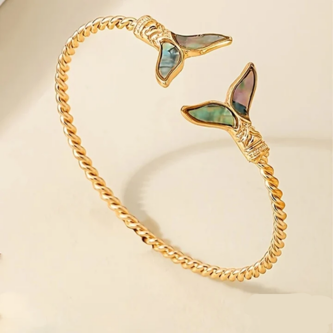 Colorful Dolphin Tail Accent Gold Bracelet