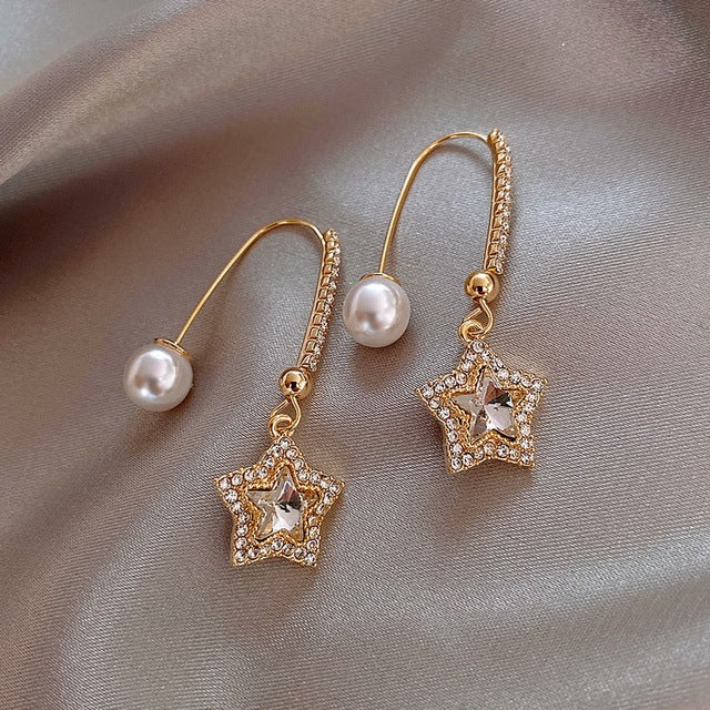 Crystal Star Gold Earrings