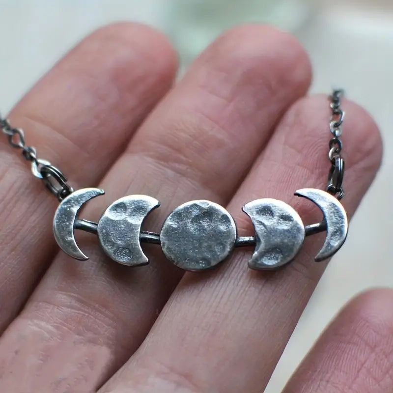 Lunar Loop Vintage Silver Necklace