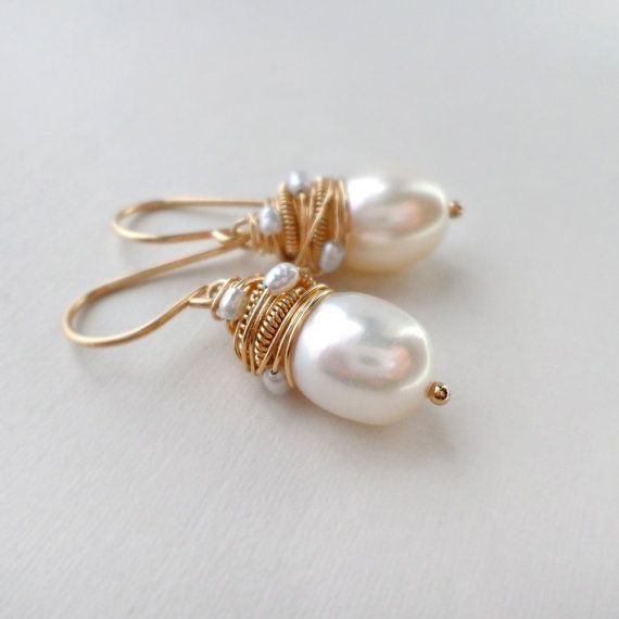 Golden Strand Vintage Pearl Earrings