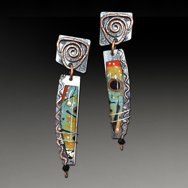 Multicolor Enamel Ethnic Silver Earrings