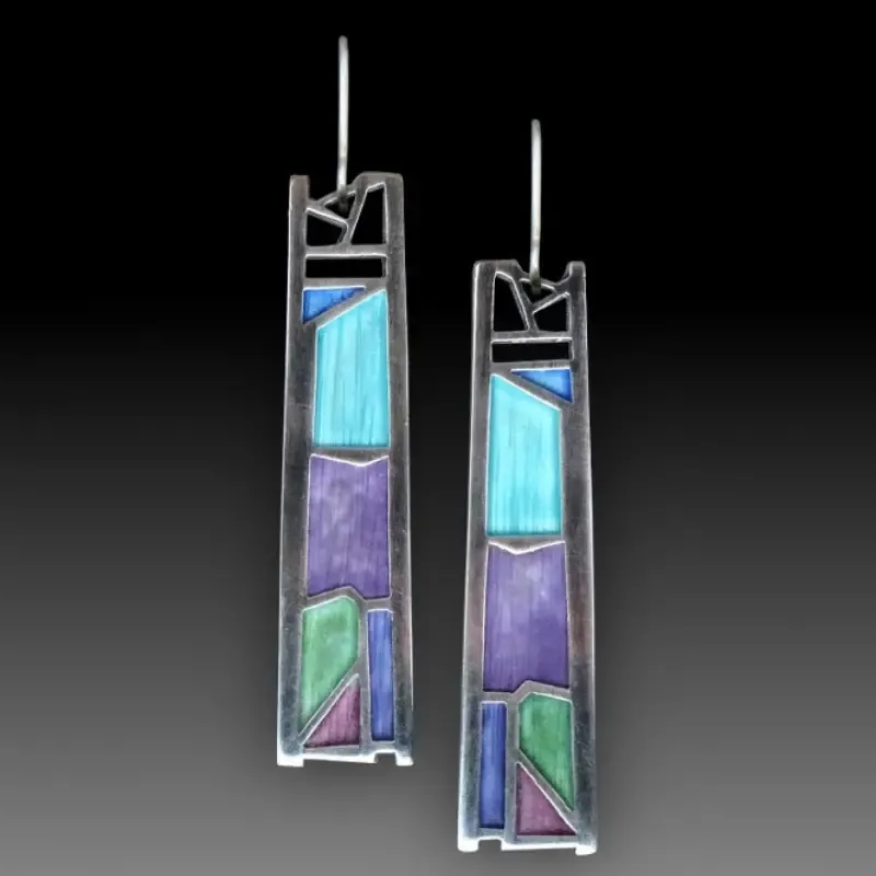 Classic Blue Enamel Drop Earrings