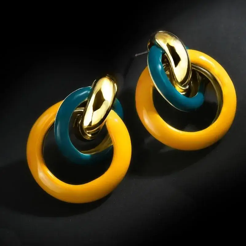 Glamorous Yellow Hoop Earrings
