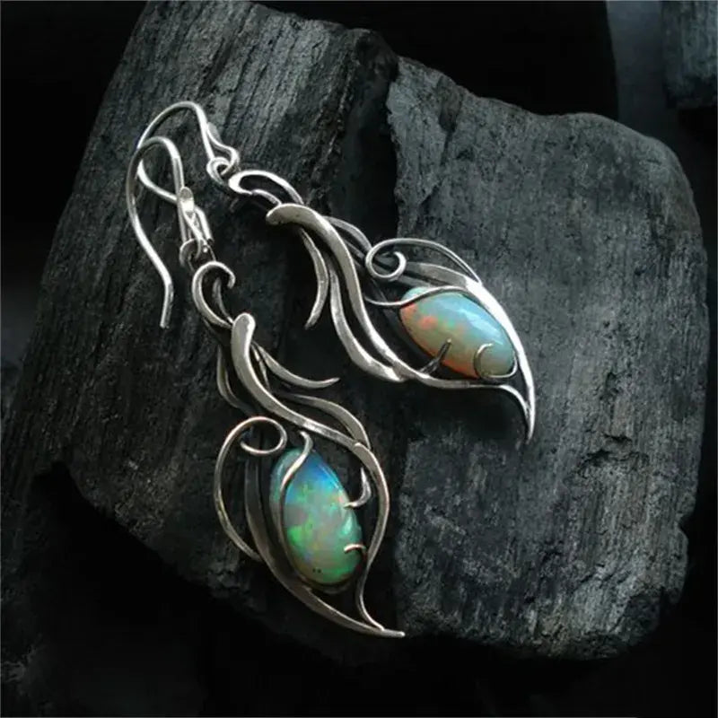 Vintage Blue Opal Silver Earring