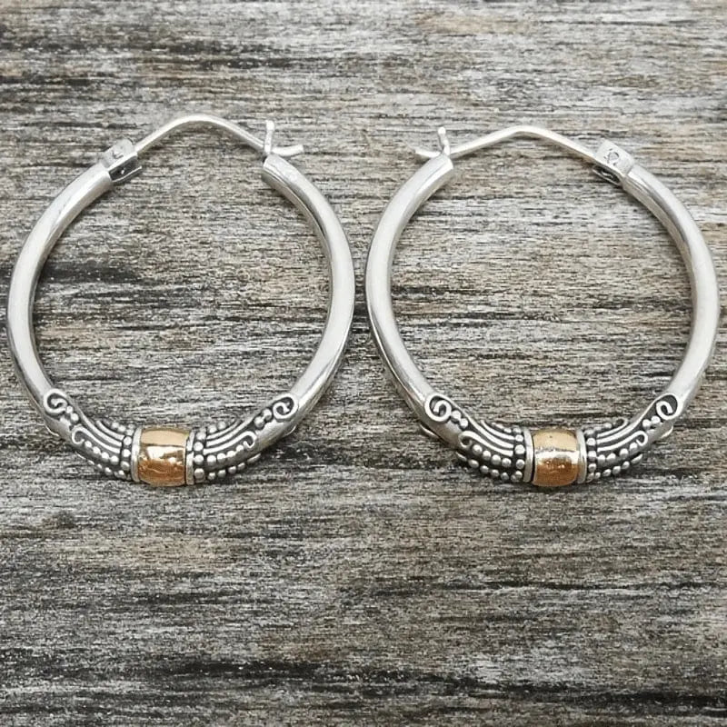 Classic Silver Patterned Hoop Earrings