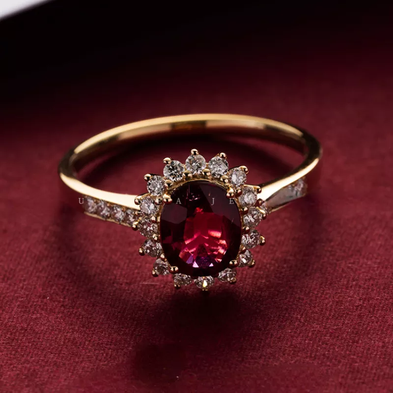 Retro Red Gem Statement Gold Ring
