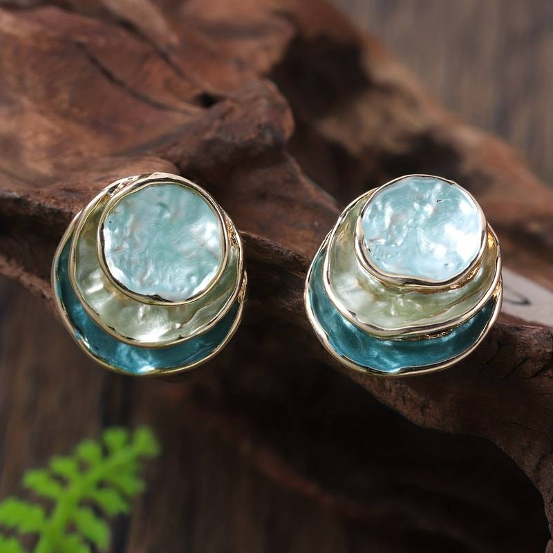 Artisan Vintage Earrings with Layered Circular Design