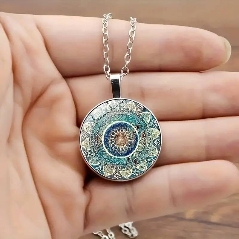 Blue Mandala Pendant Necklace