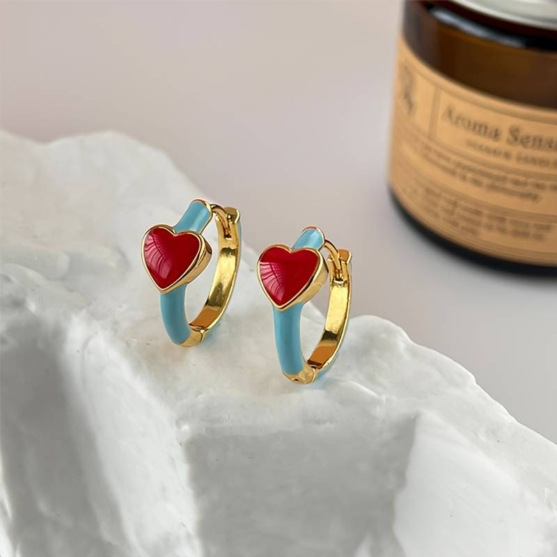 Vintage Red Heart Glow Earrings