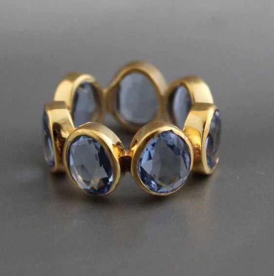 Timeless Blue Glass Gold Ring