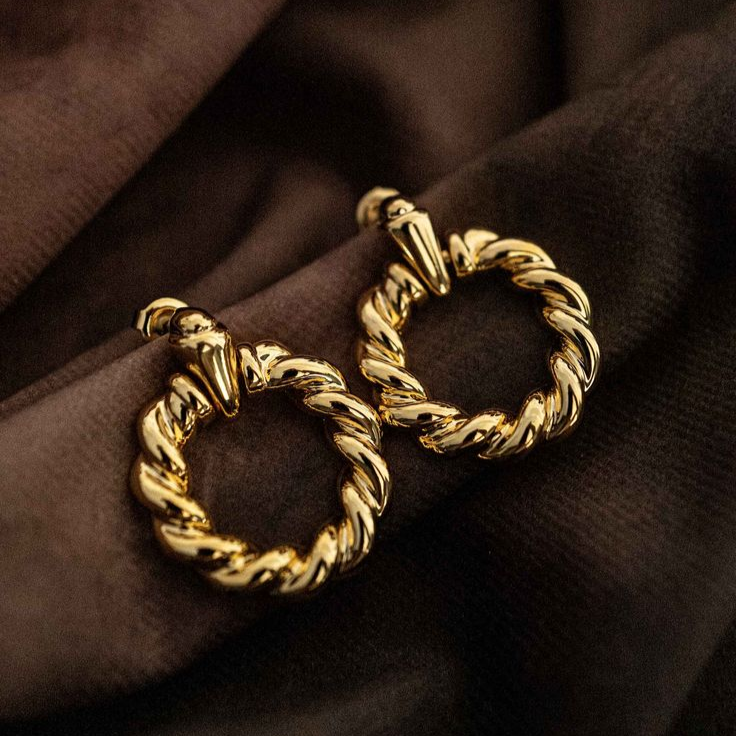 Vintage Golden Hoops with Woven Earrings