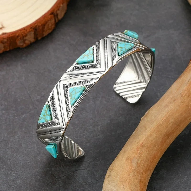 Bohemian Turquoise Tribal Bangle Bracelet