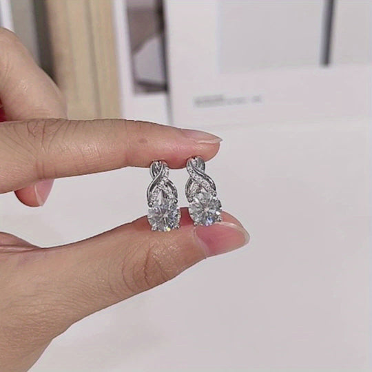 Round Silver 8mm Moissanite Earrings