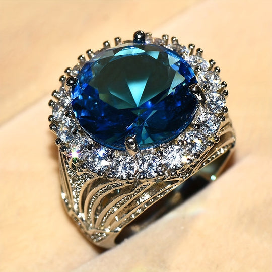 Luxurious Blue Cubic Zirconia Ring