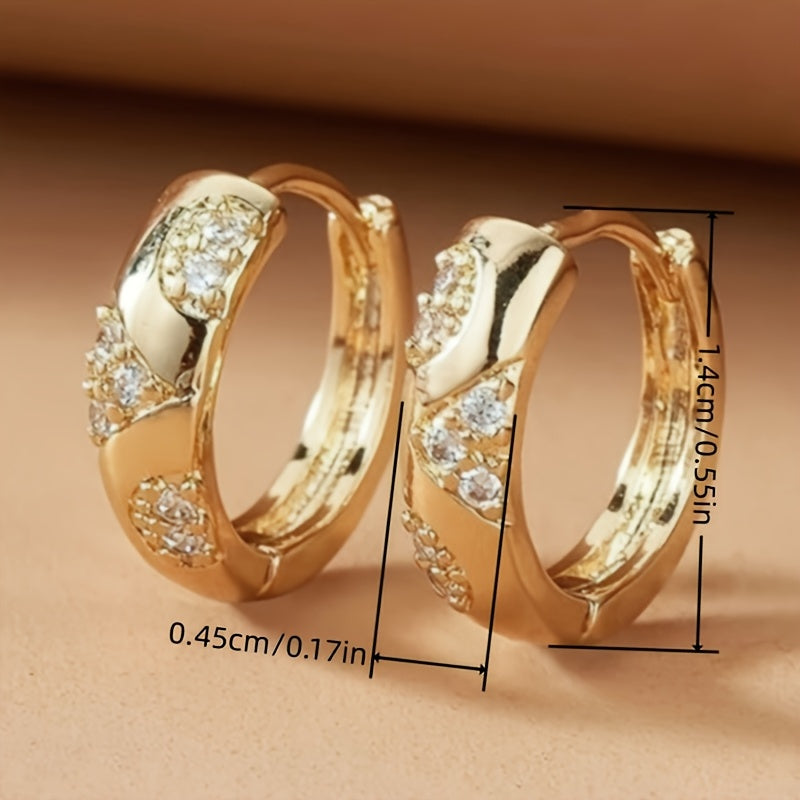 Elegant Classic Inlaid Zirconia Hoop Earrings