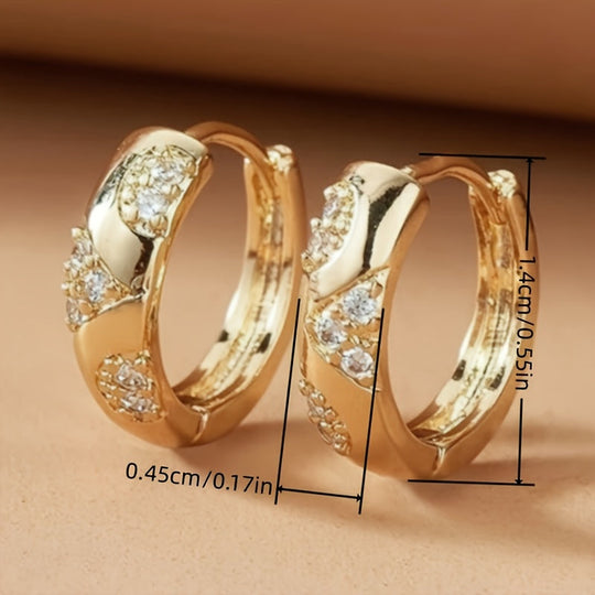 Elegant Classic Inlaid Zirconia Hoop Earrings