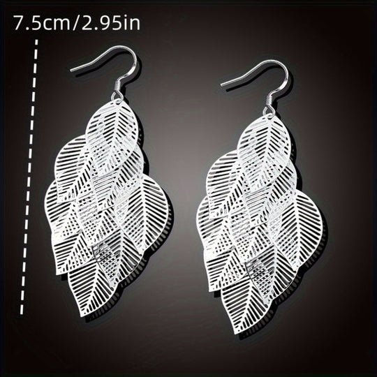 Elegant Silver Leaf Dangle Earrings