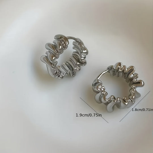 Irregular Wave Ruffles Hoop Earrings