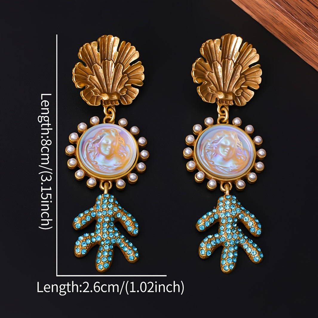 Vintage Shell & Cactus Earrings