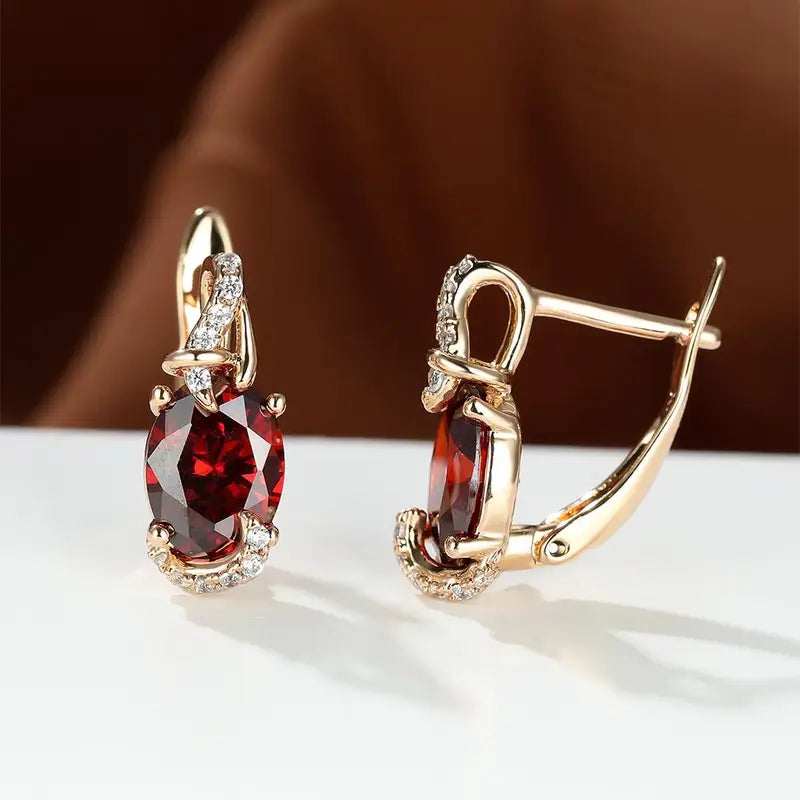 Crimson Glow Evening Drop Earrings