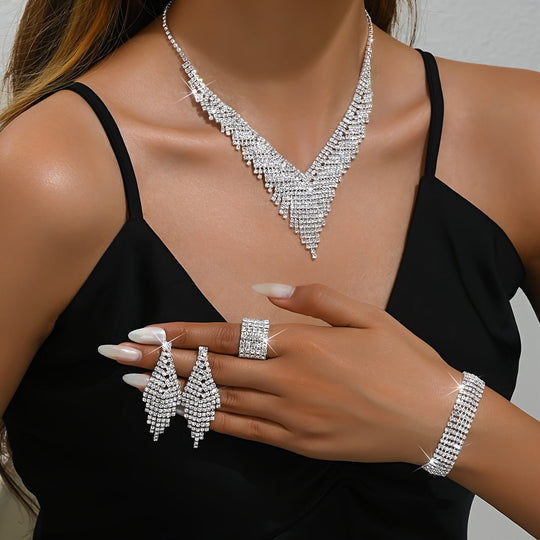4pcs Elegant Zirconia Jewelry Set