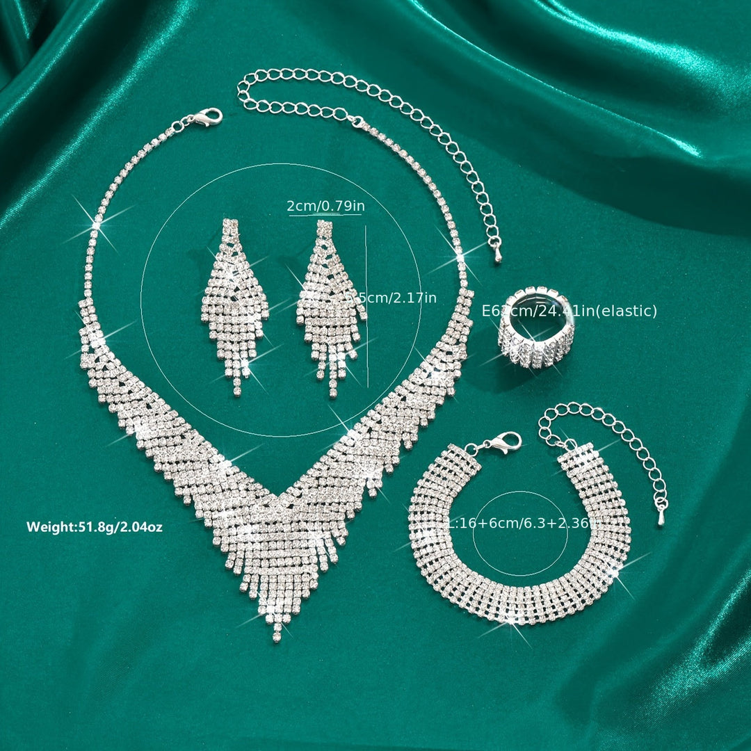 4pcs Elegant Zirconia Jewelry Set