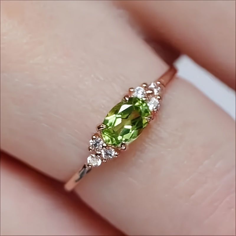 Elegant Silver Peridot & Synthetic Zirconia Ring