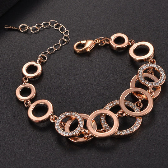 Rose Gold Plated Bracelet with Crystal Rings