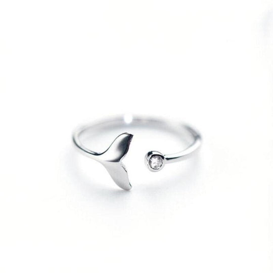 Adjustable Dolphin Tail Ring with Zirconia Accents