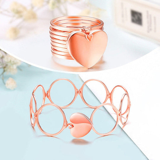 Rose Gold Convertible Heart Ring & Bracelet