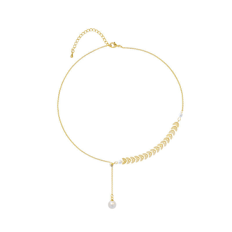 Choker with Design of Leaves Elegant Leaf Charm Choker Necklace