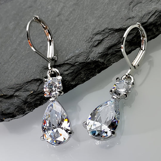 Stylish White Zirconia Drop Earrings