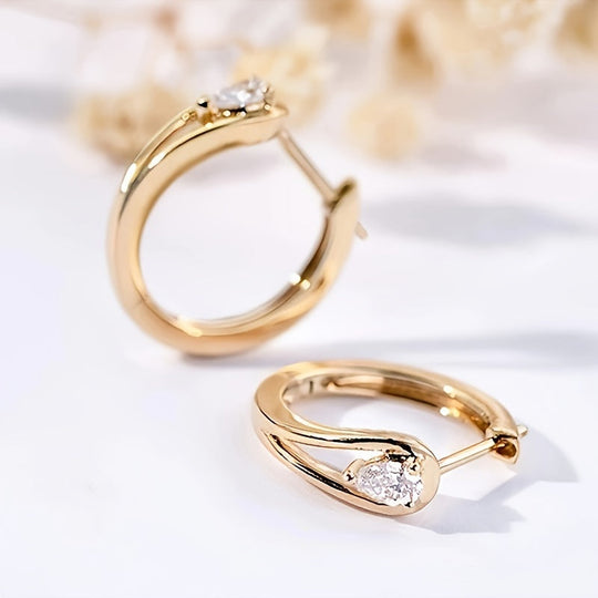Elegant Geometric Cubic Zirconia Hoop Earrings