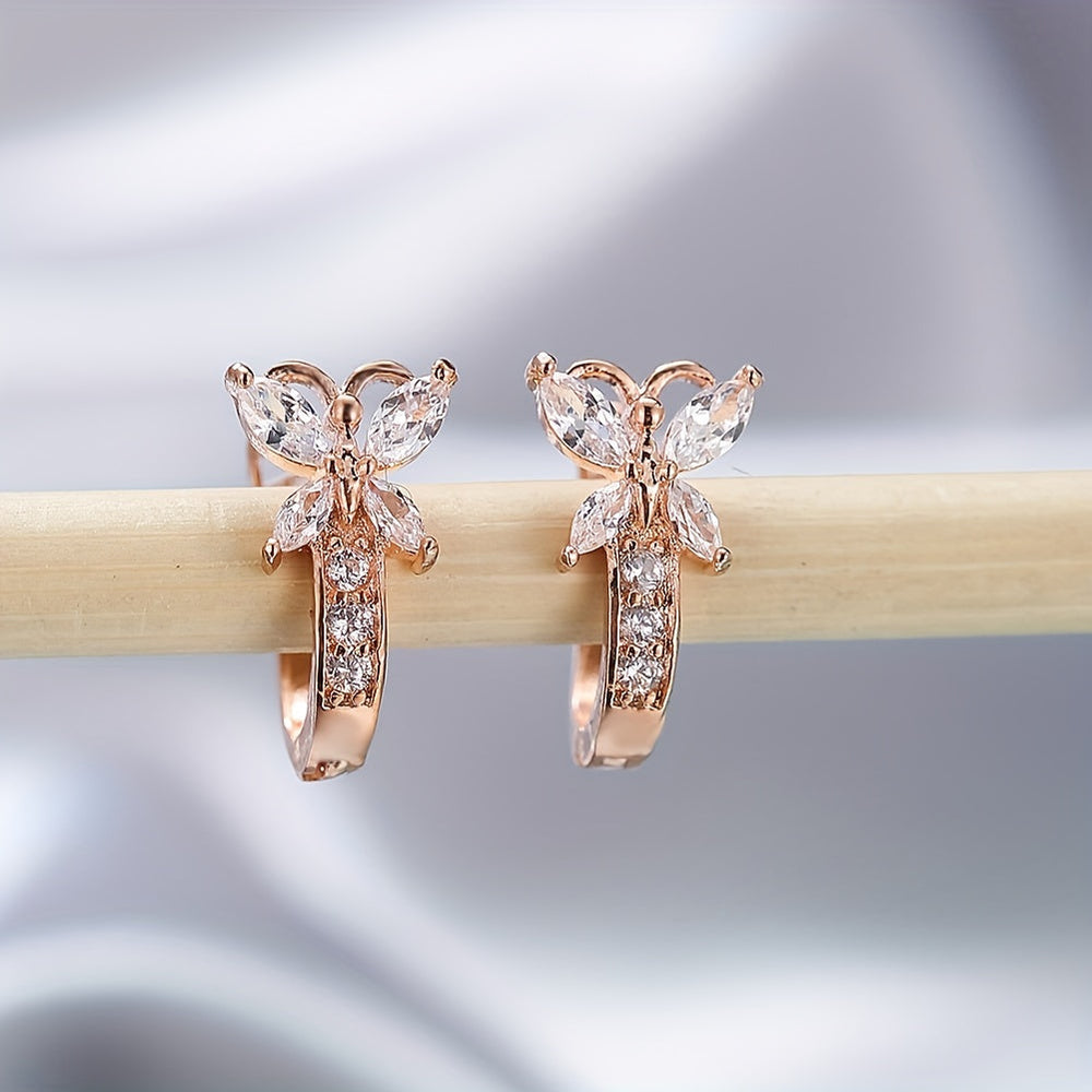 Colorful Butterfly Zirconia Hoop Earrings