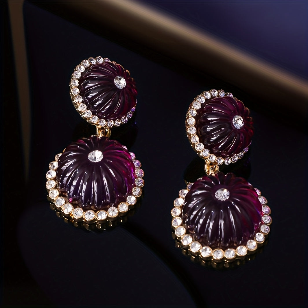 Versatile Pumpkin Rhinestone Earrings