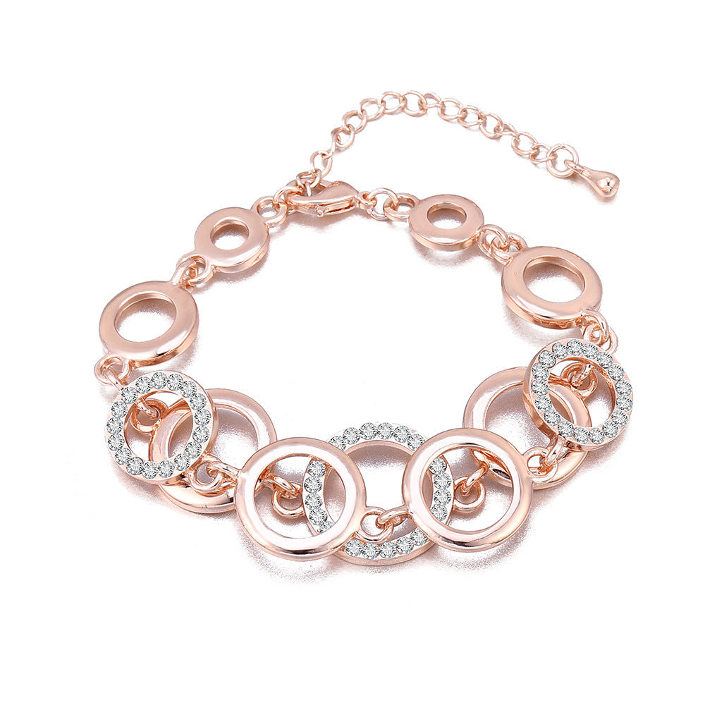 Rose Gold Plated Bracelet with Crystal Rings