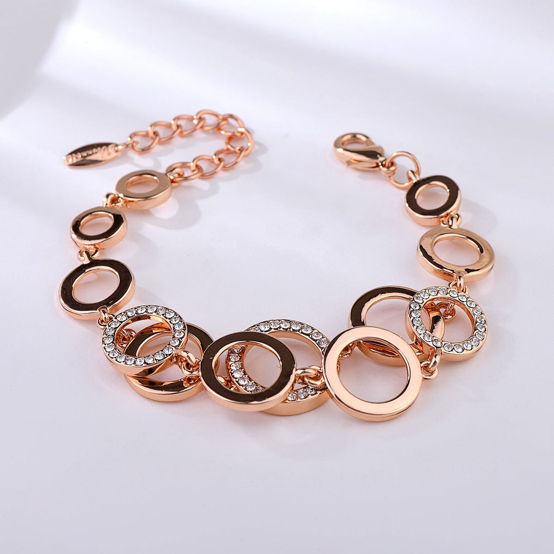 Rose Gold Plated Bracelet with Crystal Rings