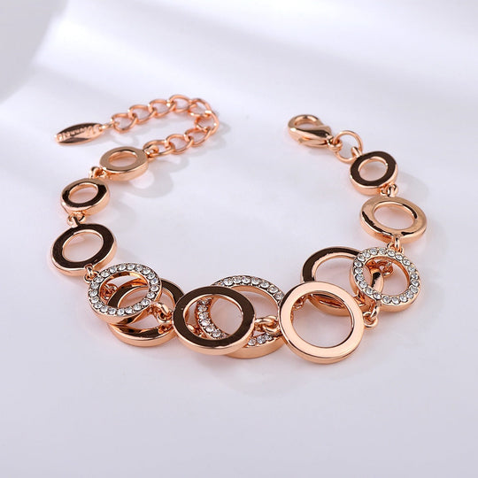 Rose Gold Plated Bracelet with Crystal Rings