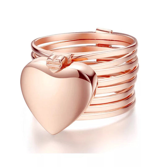 Rose Gold Convertible Heart Ring & Bracelet