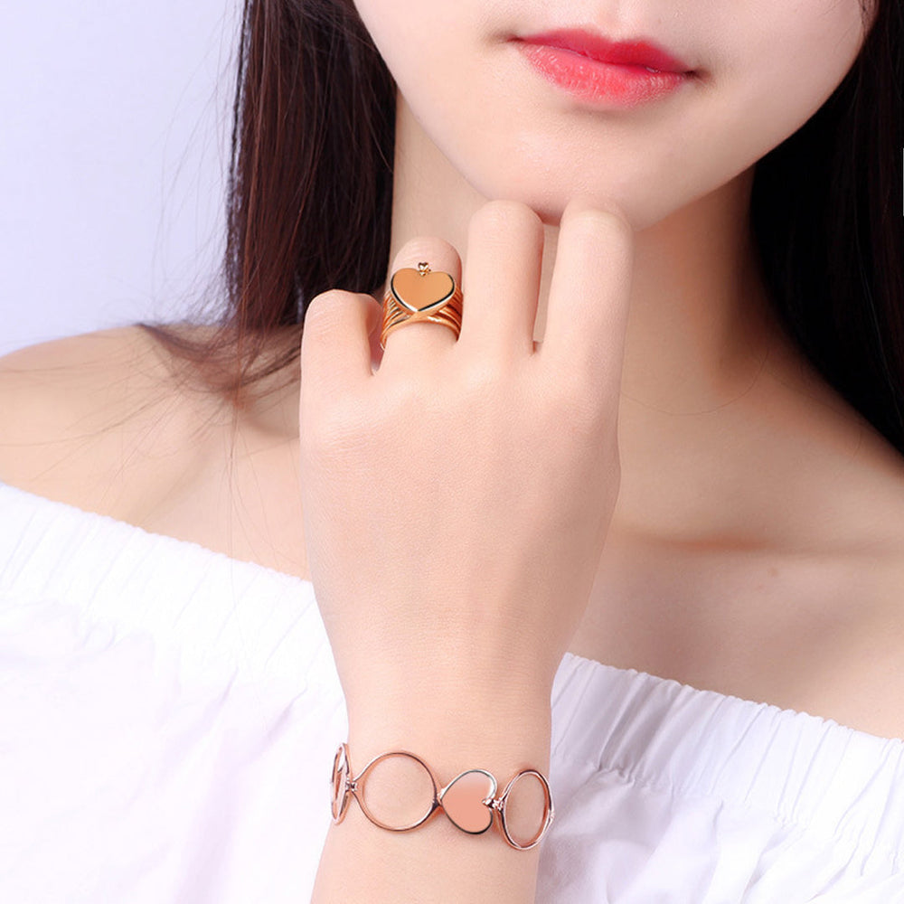 Rose Gold Convertible Heart Ring & Bracelet