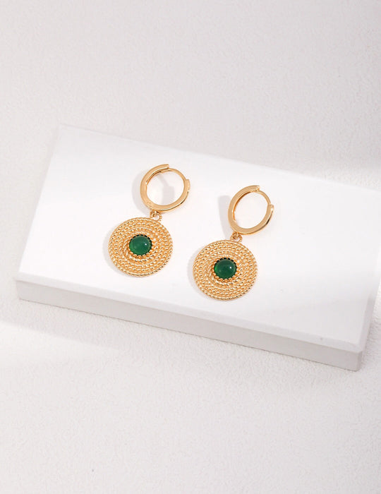 Green Pith Round Drop Earrings