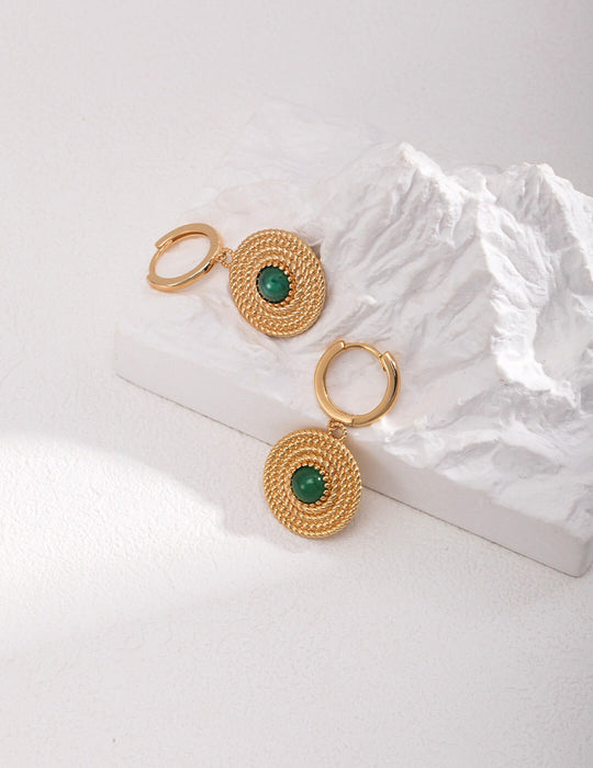 Green Pith Round Drop Earrings