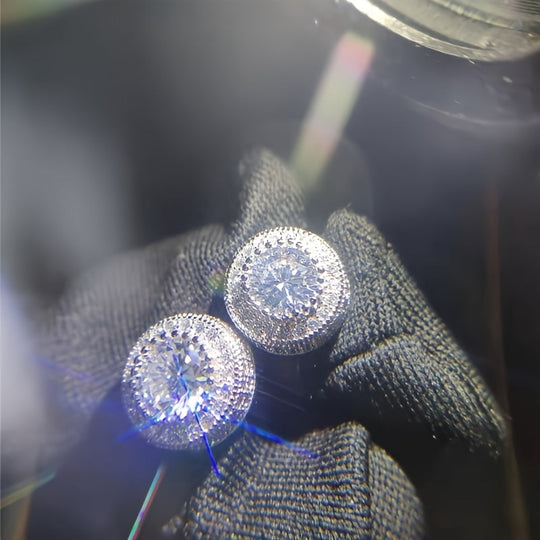 Sparkling Inlaid Zirconia Stud Earrings
